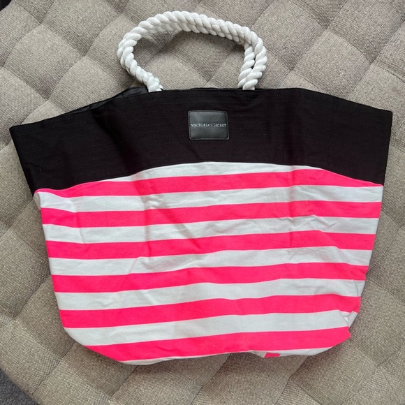 Victoria's Secret Pink and White Striped Canvas Tote - Picture 7 of 11